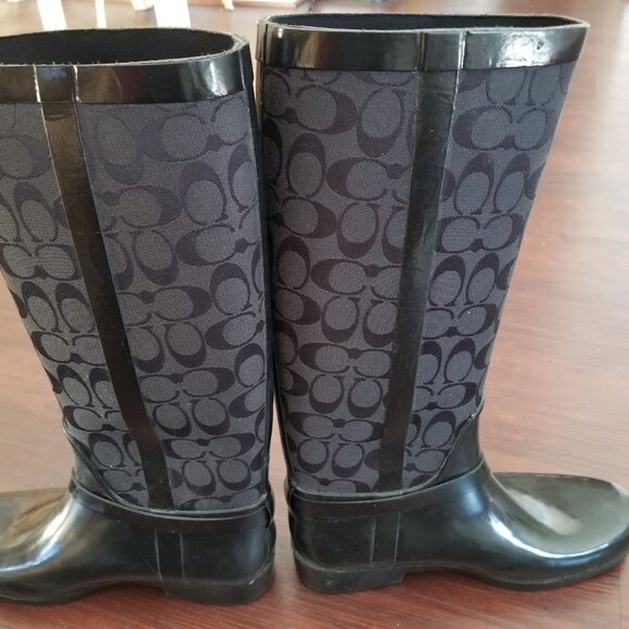 COACH Tall Rubber Rain Boots - Women's Size 11B - Picture 10 of 11